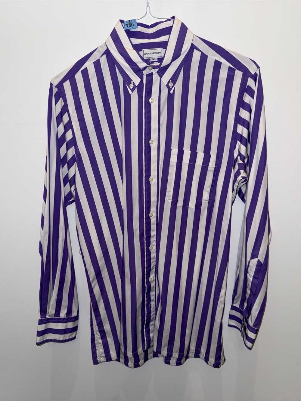Men's Purple & White Striped Button-Down Dress Shirt MAUS & HOFFMAN